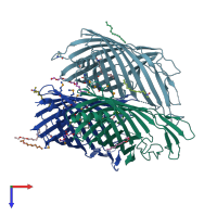 PDB entry 5o65 coloured by chain, top view.