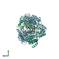 PDB entry 5o6b coloured by chain, side view.