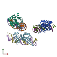 PDB entry 5o6i coloured by chain, front view.