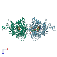 PDB entry 5o6j coloured by chain, top view.