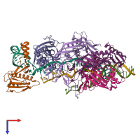 PDB entry 5o6u coloured by chain, top view.