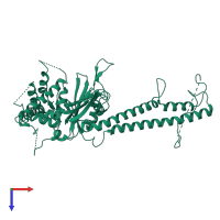 PDB entry 5o71 coloured by chain, top view.