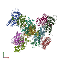 PDB entry 5o74 coloured by chain, front view.