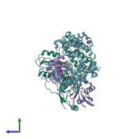 PDB entry 5o76 coloured by chain, side view.