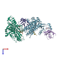 PDB entry 5o76 coloured by chain, top view.