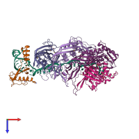 PDB entry 5o7h coloured by chain, top view.