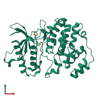 PDB entry 5o7i coloured by chain, front view.