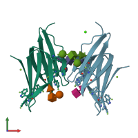 PDB entry 5o7u coloured by chain, front view.