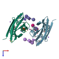 PDB entry 5o7v coloured by chain, top view.