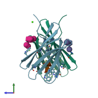 PDB entry 5o7w coloured by chain, side view.