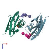 PDB entry 5o7w coloured by chain, top view.