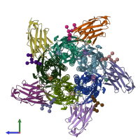 PDB entry 5o8f coloured by chain, side view.