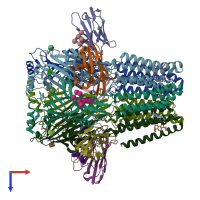 PDB entry 5o8f coloured by chain, top view.