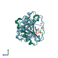 PDB entry 5o8i coloured by chain, side view.