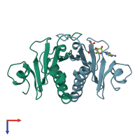PDB entry 5o8i coloured by chain, top view.