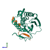 PDB entry 5o8k coloured by chain, side view.