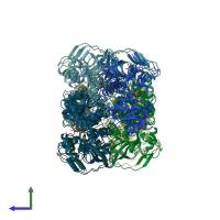 PDB entry 5o8q coloured by chain, side view.