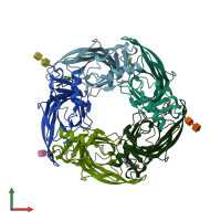 PDB entry 5o8t coloured by chain, front view.