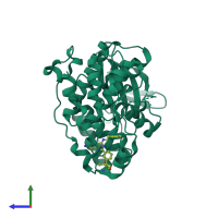 PDB entry 5o8u coloured by chain, side view.