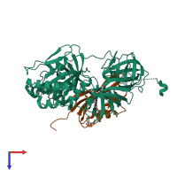 PDB entry 5o8w coloured by chain, top view.