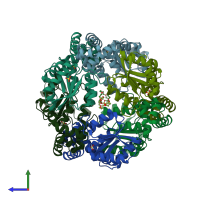 PDB entry 5o8y coloured by chain, side view.