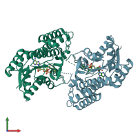 PDB entry 5o98 coloured by chain, front view.