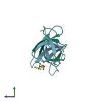 PDB entry 5o99 coloured by chain, side view.