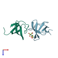 PDB entry 5o99 coloured by chain, top view.