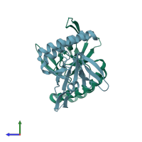 PDB entry 5o9l coloured by chain, side view.
