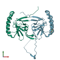 PDB entry 5o9m coloured by chain, front view.