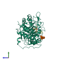 PDB entry 5o9q coloured by chain, side view.