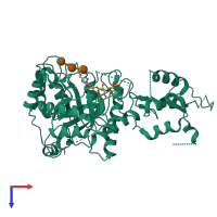 PDB entry 5o9q coloured by chain, top view.