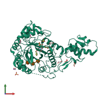 PDB entry 5o9r coloured by chain, front view.