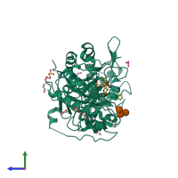 PDB entry 5o9r coloured by chain, side view.