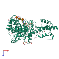 PDB entry 5o9r coloured by chain, top view.