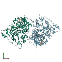 PDB entry 5o9u coloured by chain, front view.