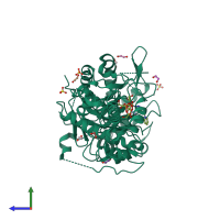 PDB entry 5o9y coloured by chain, side view.