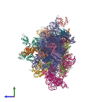 PDB entry 5oa3 coloured by chain, side view.