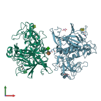 PDB entry 5oa5 coloured by chain, front view.