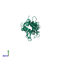 PDB entry 5oa9 coloured by chain, side view.