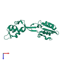 PDB entry 5oa9 coloured by chain, top view.