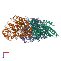 PDB entry 5oam coloured by chain, top view.