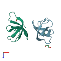 PDB entry 5oaz coloured by chain, top view.