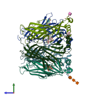 PDB entry 5obh coloured by chain, side view.