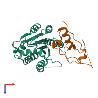 PDB entry 5obz coloured by chain, top view.