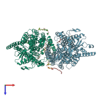 PDB entry 5oc9 coloured by chain, top view.