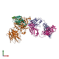 PDB entry 5oca coloured by chain, front view.