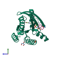 PDB entry 5ocg coloured by chain, side view.