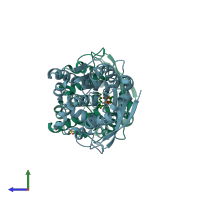 PDB entry 5ocj coloured by chain, side view.