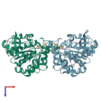 PDB entry 5ocj coloured by chain, top view.
